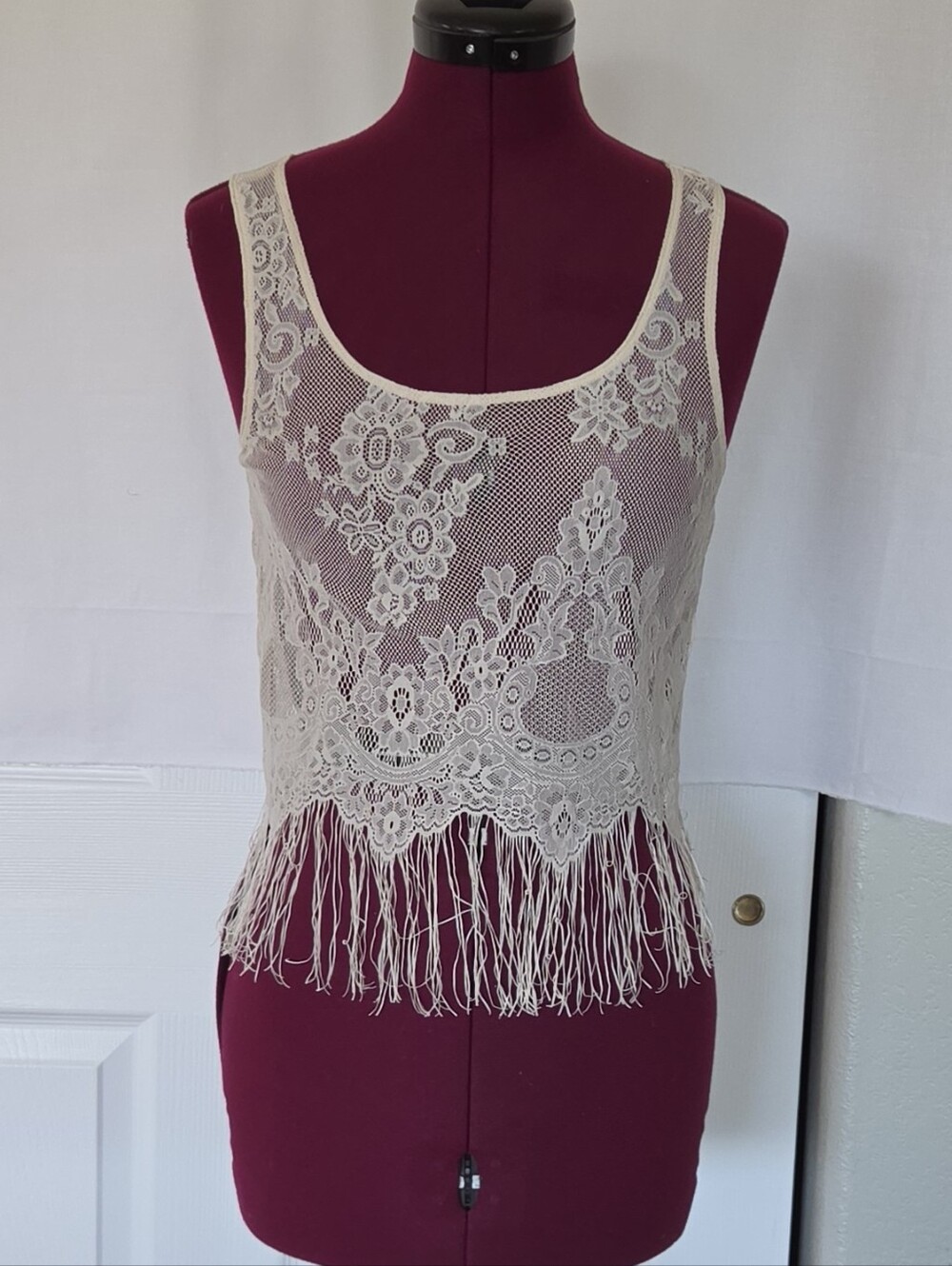 H&M Cream Lace Fringe Camisole Edwardian Western Fairy S